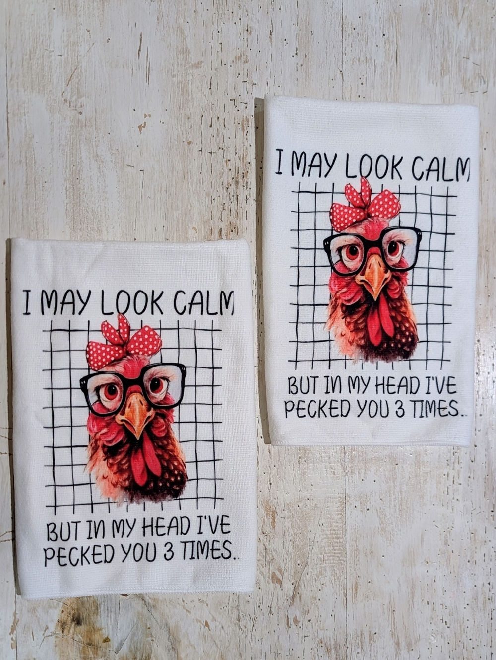 Funny Chicken Rooster Kitchen Dish Towels, Set Of 2, 16 X 24 Inch